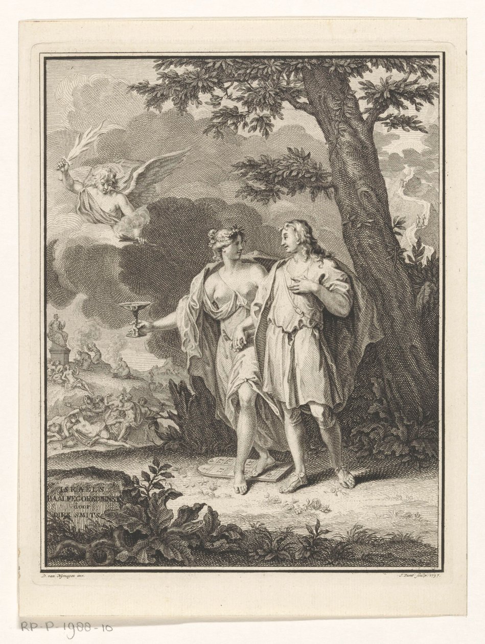 A luxúria seduz um jovem
Página de título para: Dirk Smits, Baalfegorsdienst de Israel, ou Punished Lust, 1737 de Jan Punt