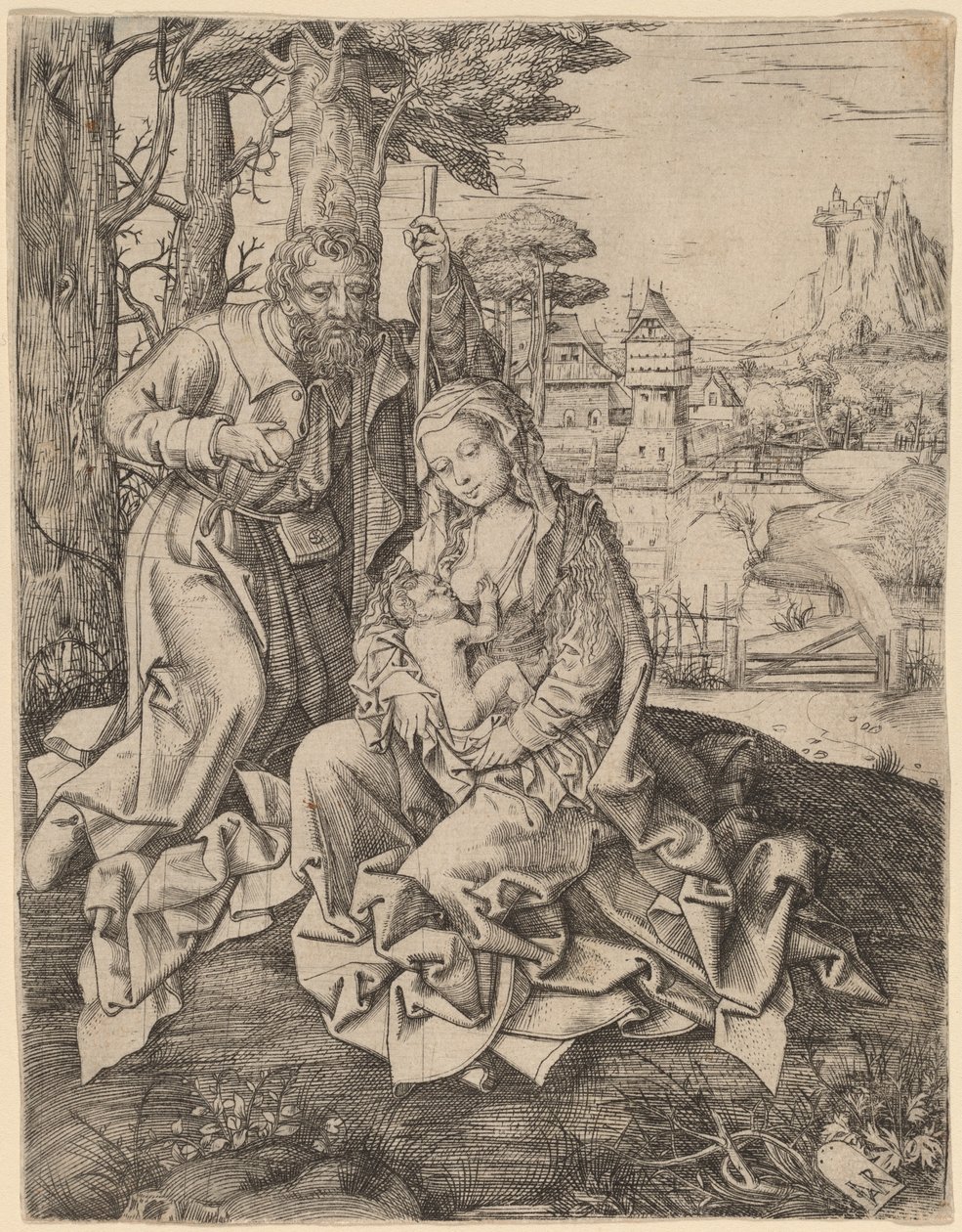 A Sagrada Família em uma paisagem de Jan Rombouts the Elder