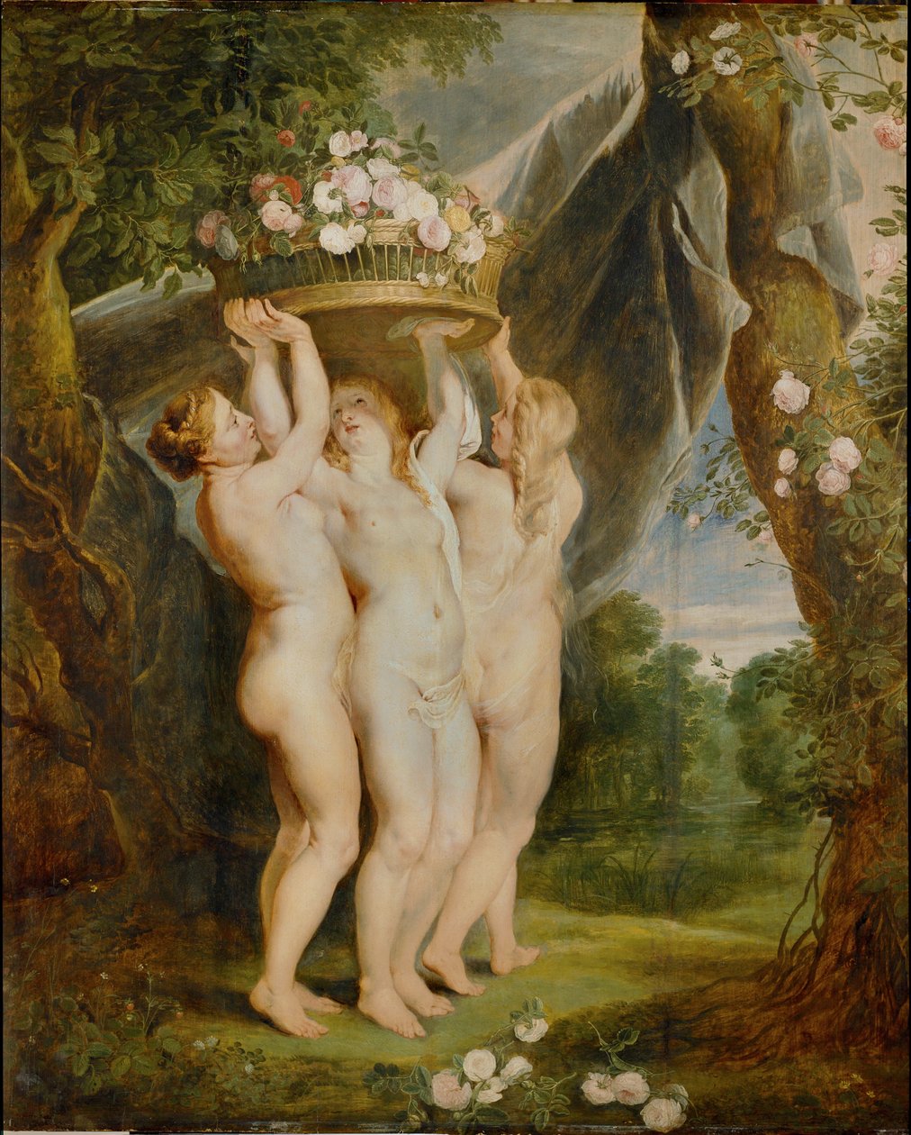 As Três Graças (óleo sobre tela) de Jan & Rubens P.P. (1577-1640) Brueghel
