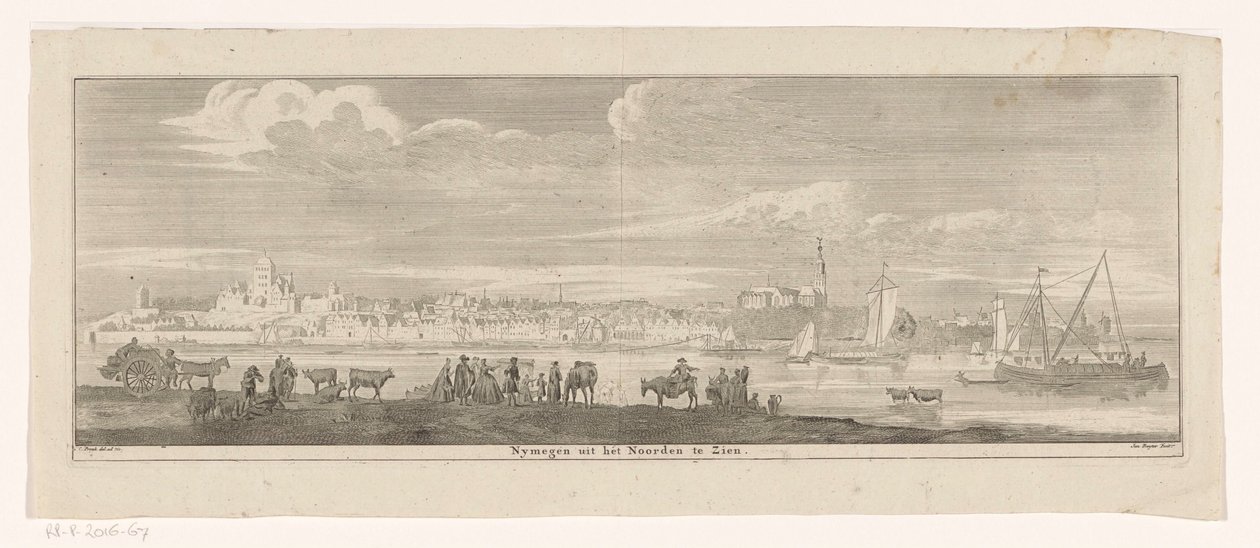Vista de Nijmegen do norte Nymegen do Norte em exibição (título no objeto) de Jan Ruyter