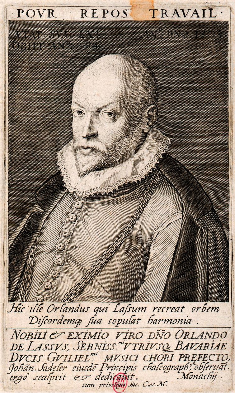 Retrato do compositor Orlando di Lasso 1532-1594, 1593. de Jan Sadeler