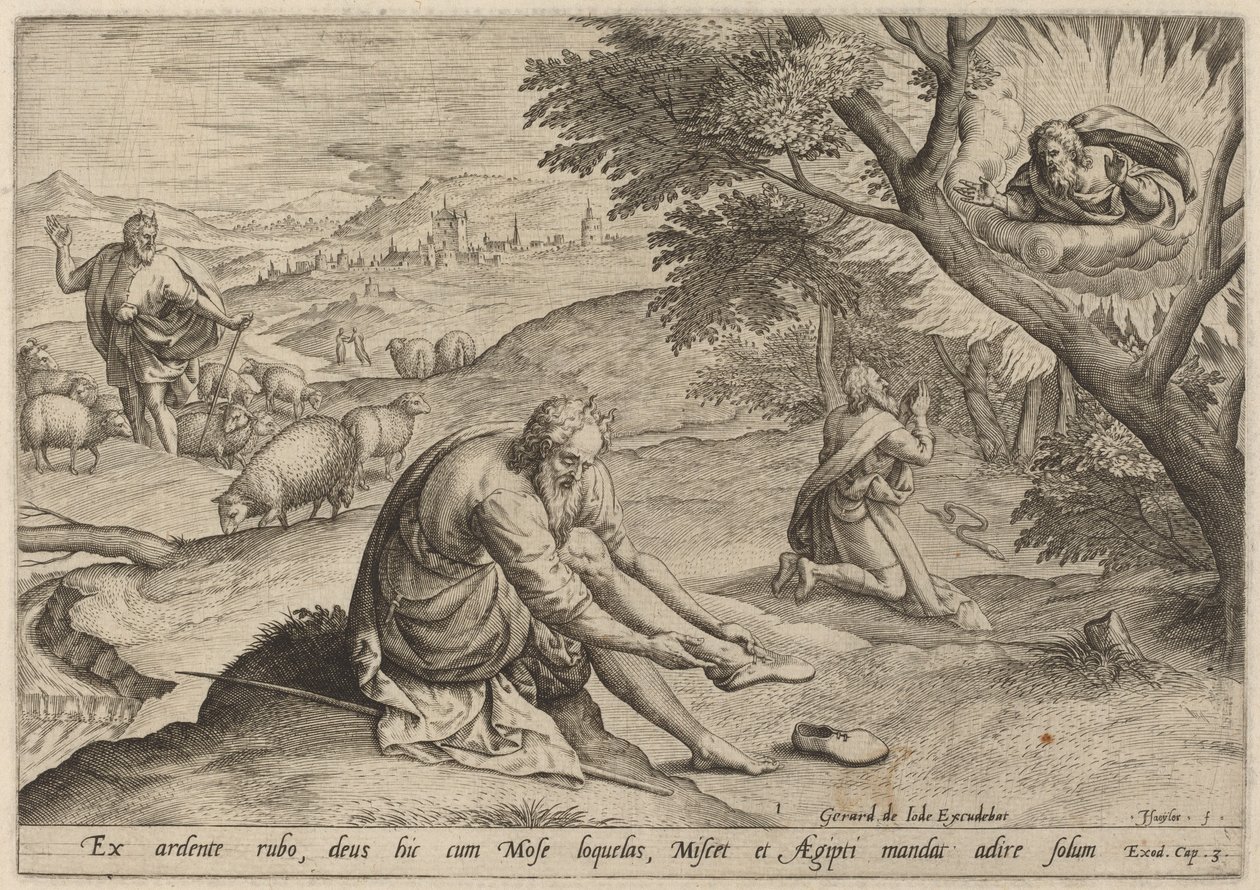 Deus Aparecendo a Moisés de Jan Sadeler I, after Maarten van Cleef