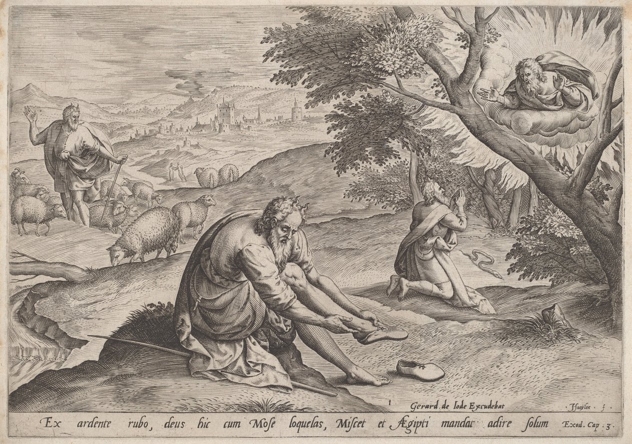 Deus Aparecendo a Moisés de Jan Sadeler I, after Maarten van Cleef