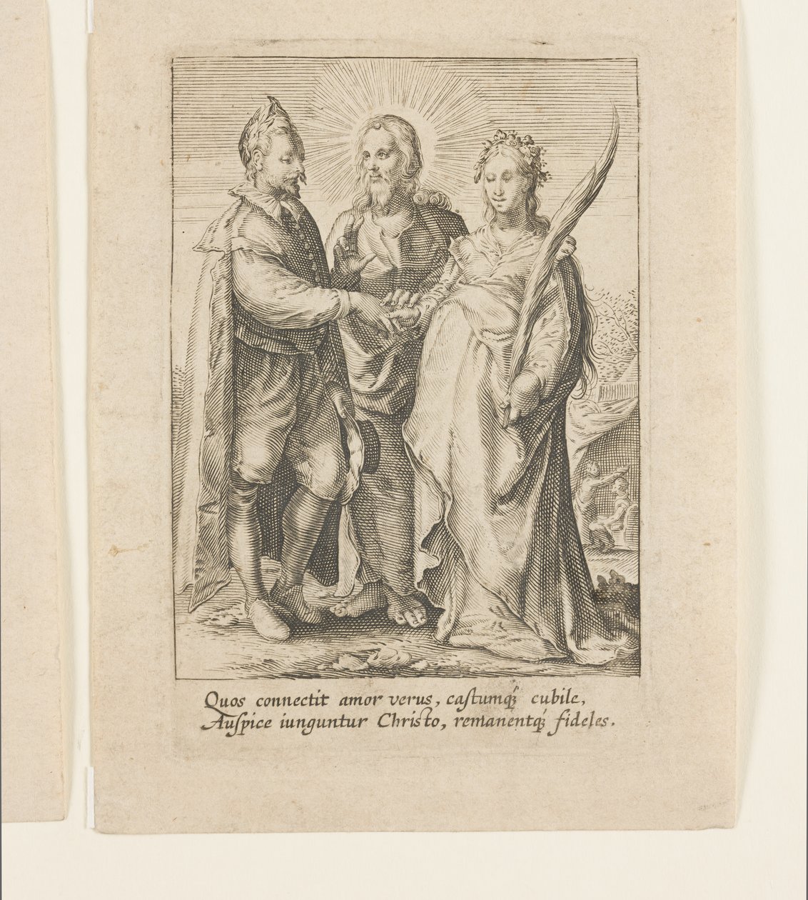 Um casamento fundado exclusivamente no amor puro e casto, que é abençoado por Cristo (gravura) de Jan Saenredam