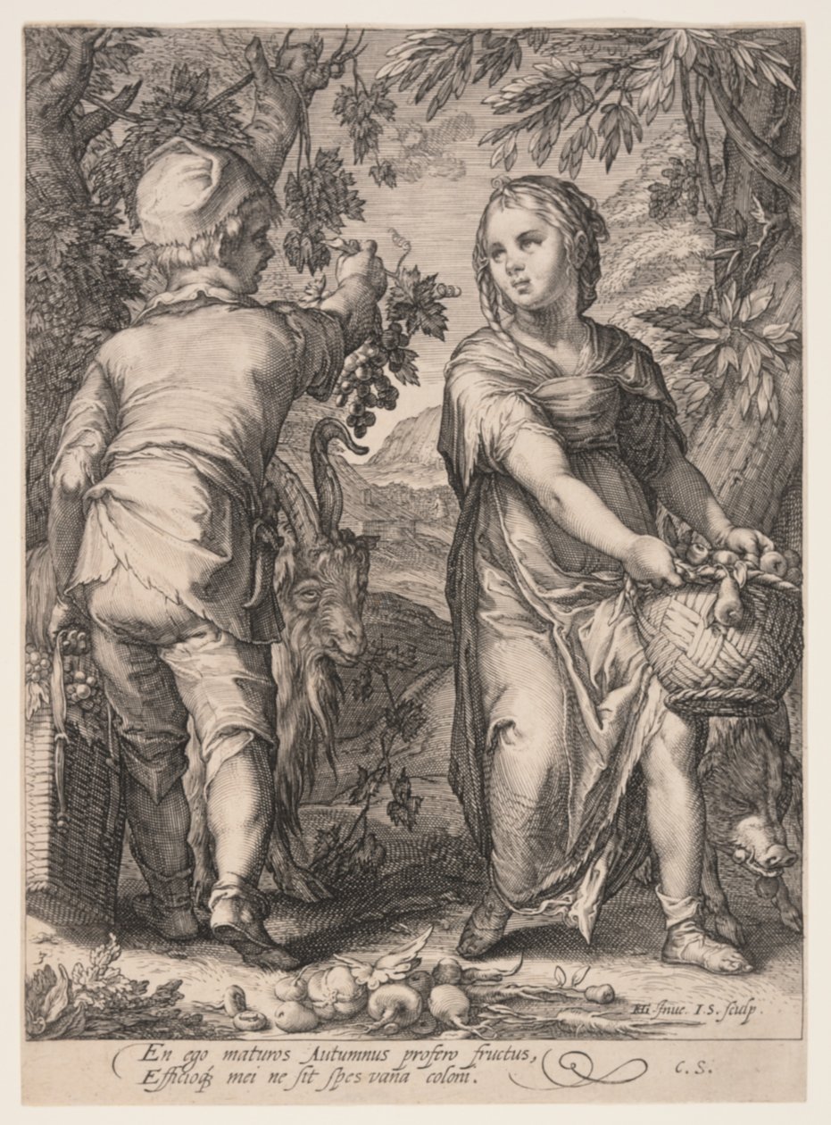 Autumn (Boy and Girl Harvesting Fruit), de As Quatro Estações de Jan Saenredam