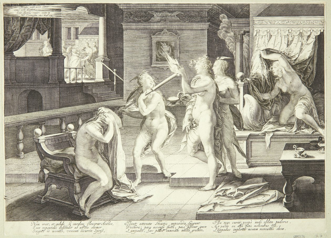 As virgens sábias e insensatas recebem suas lâmpadas de Jan Saenredam