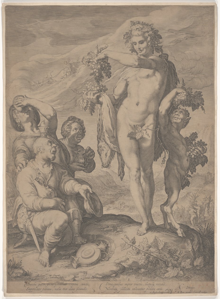 Bebedores pedindo Bacchus para a continuação de seus dons de Jan Saenredam