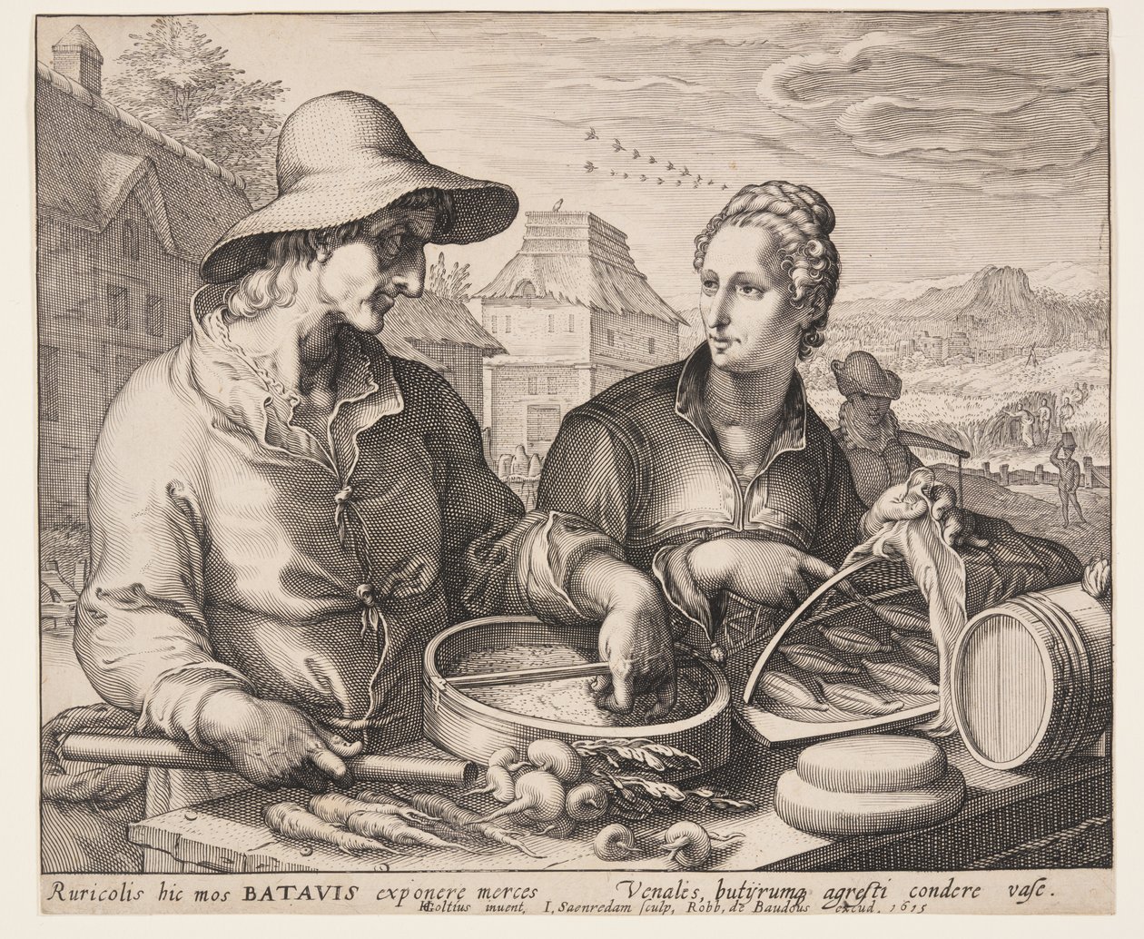 Agricultor e a sua mulher no mercado de Jan Saenredam