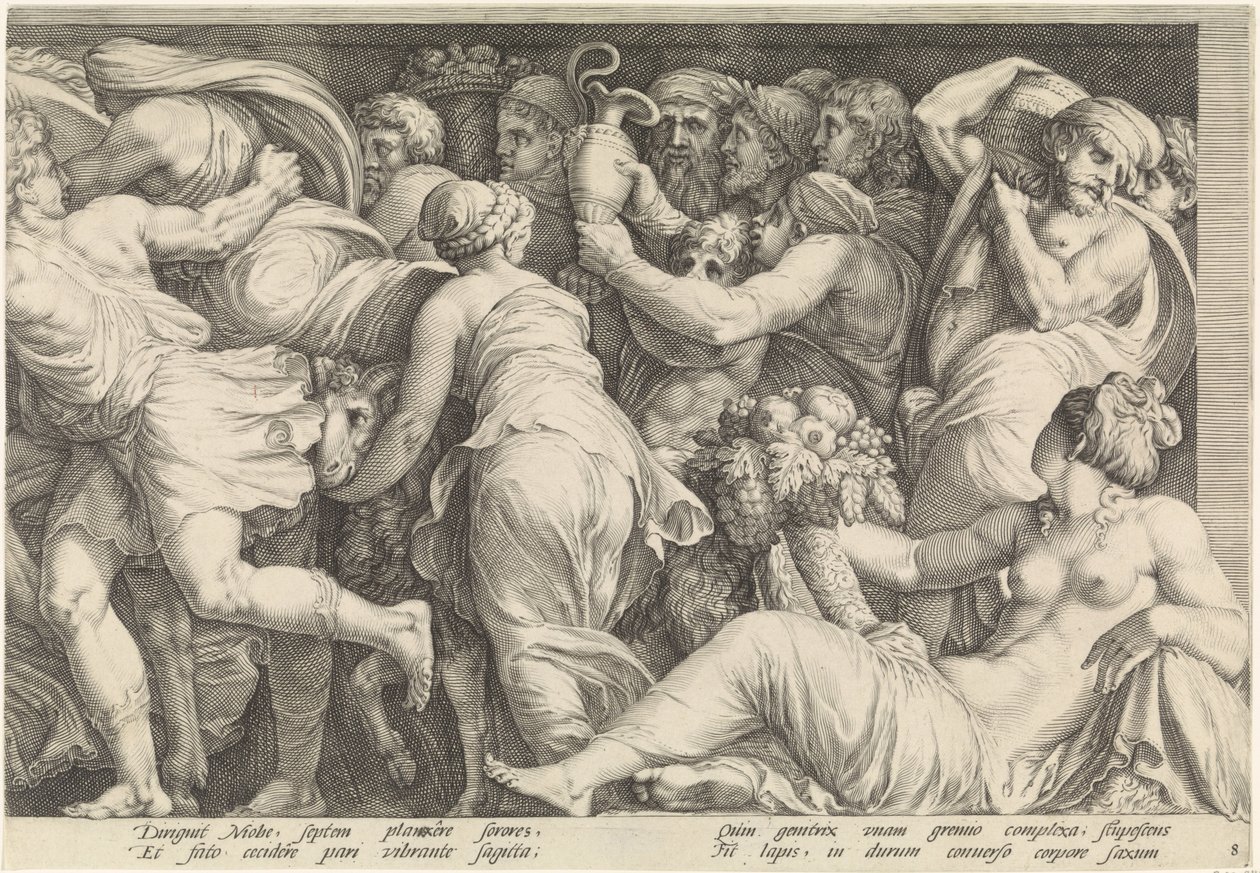 Frisian com a punição de Niobe (placa 8) de Jan Saenredam