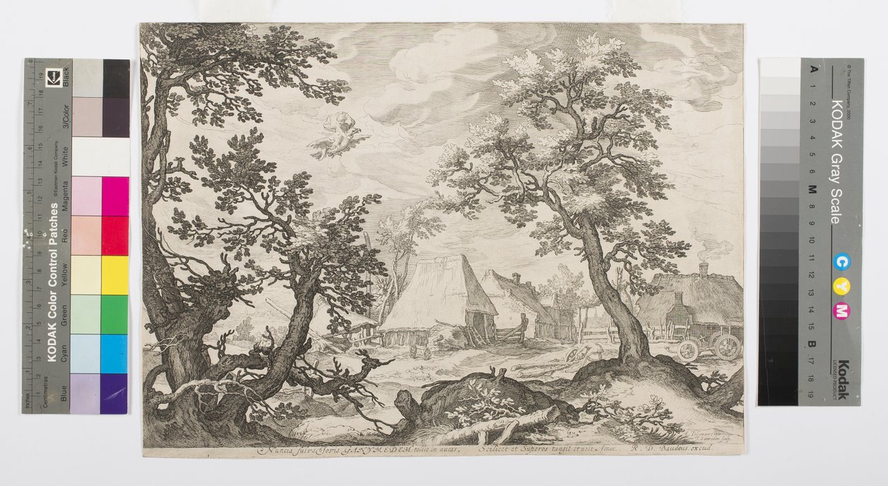 Paisagem mostrando o rapto de Ganimedes, c. de Jan Saenredam