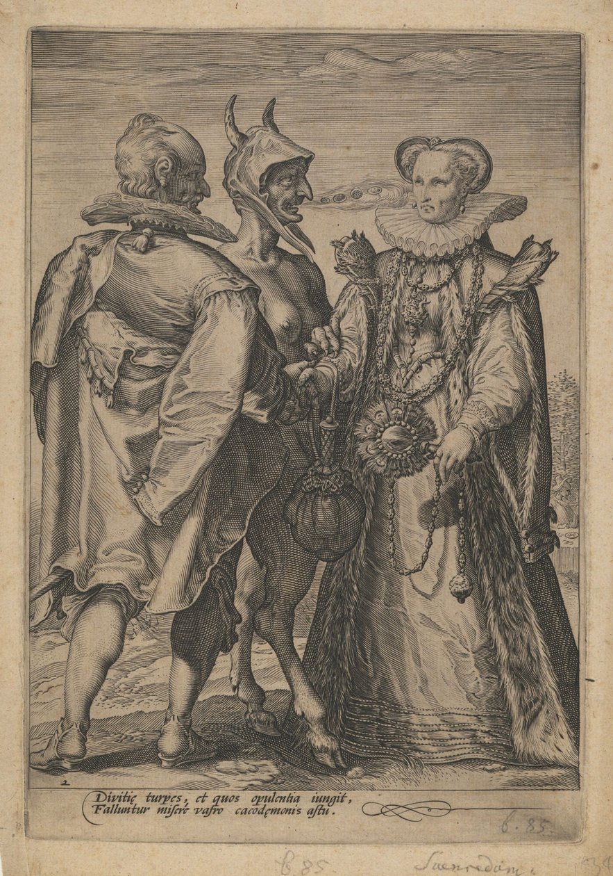Casamento pela riqueza oficiado pelo diabo, ca. 1600 de Jan Saenredam