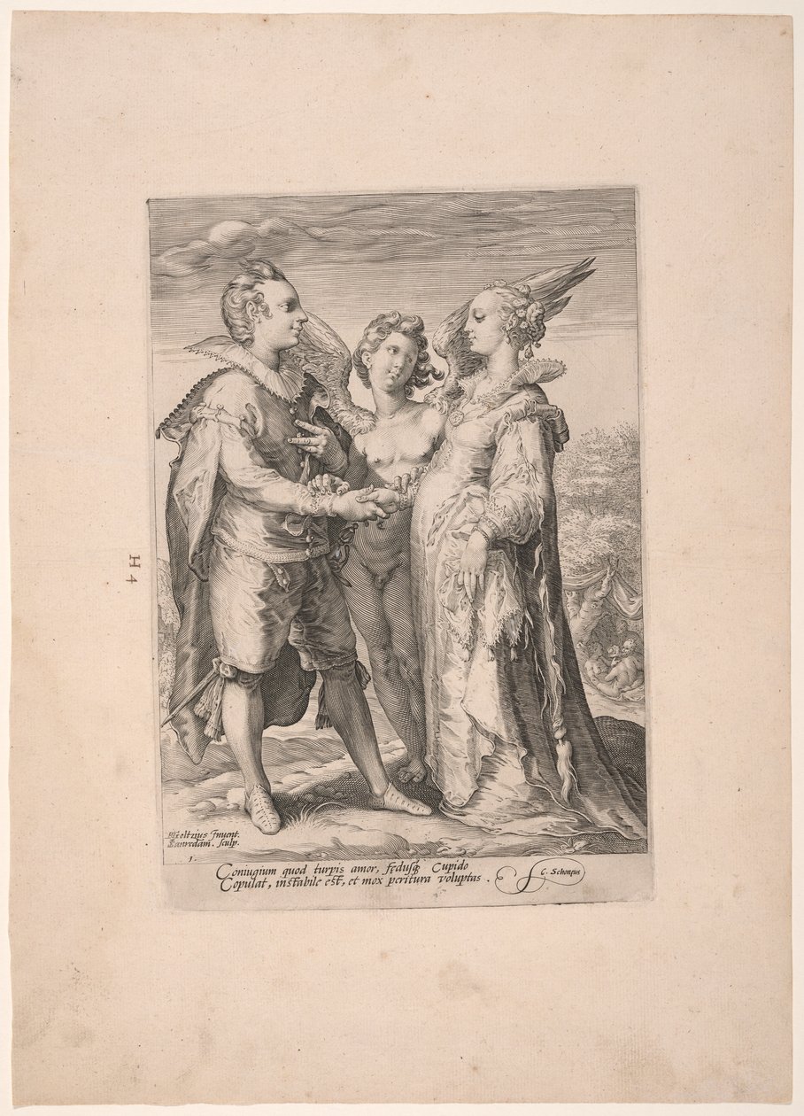 Casamento por amor mundano, de Three Kinds of Marriages (Três tipos de casamentos) de Jan Saenredam