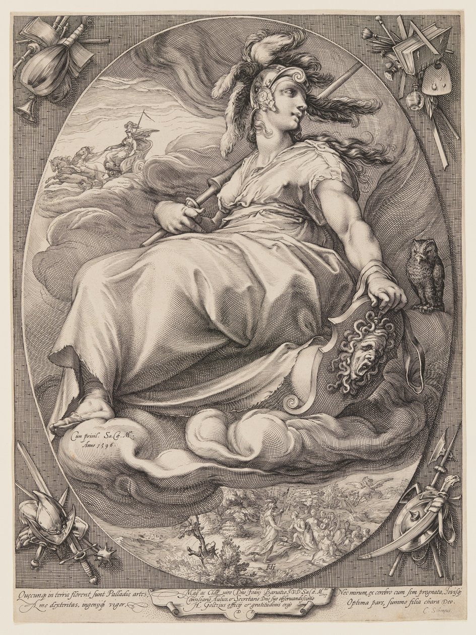 Pallas Athena, de Três deusas sentadas nas nuvens de Jan Saenredam