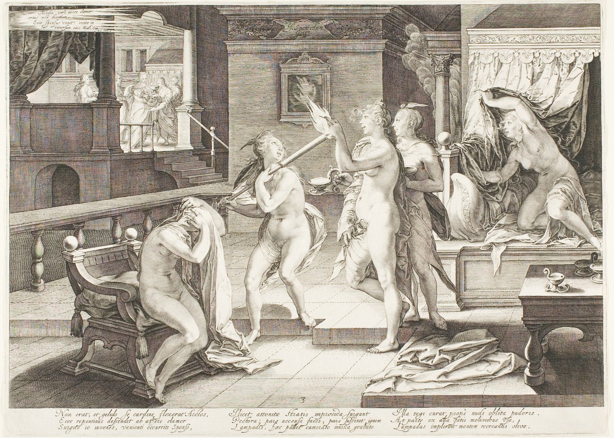 Placa Três, de Cinco Virgens Sábias e Cinco Tolas de Jan Saenredam