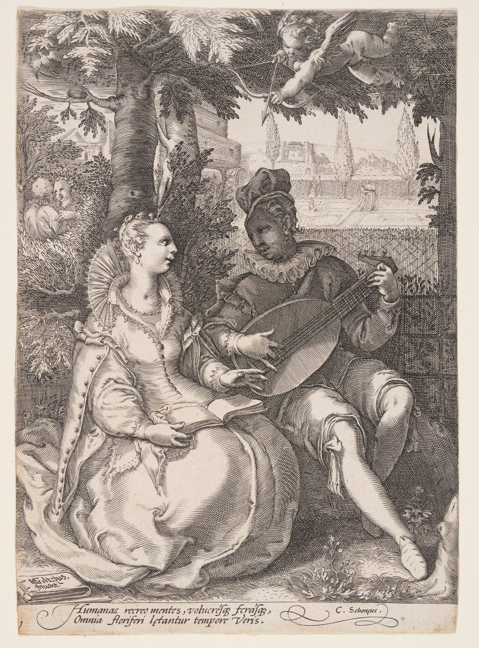 Spring (Music-Making Couple), de As Quatro Estações de Jan Saenredam