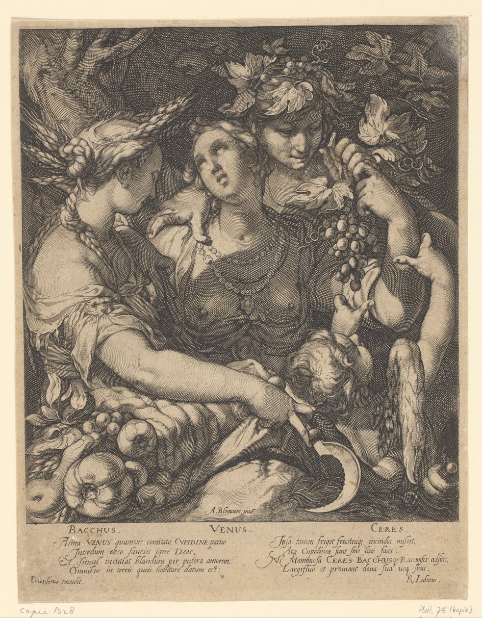Vênus, Baco e Ceres Venus Triget Sem Ceres e Baco (título no objeto) de Jan Saenredam