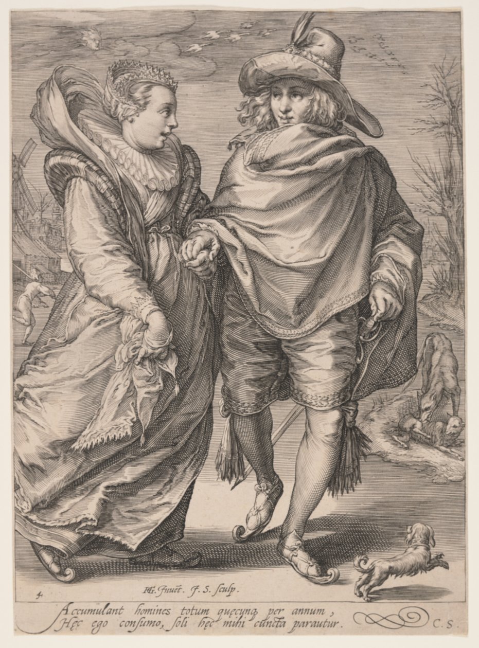 Winter (Young Couple Skating), de As Quatro Estações de Jan Saenredam