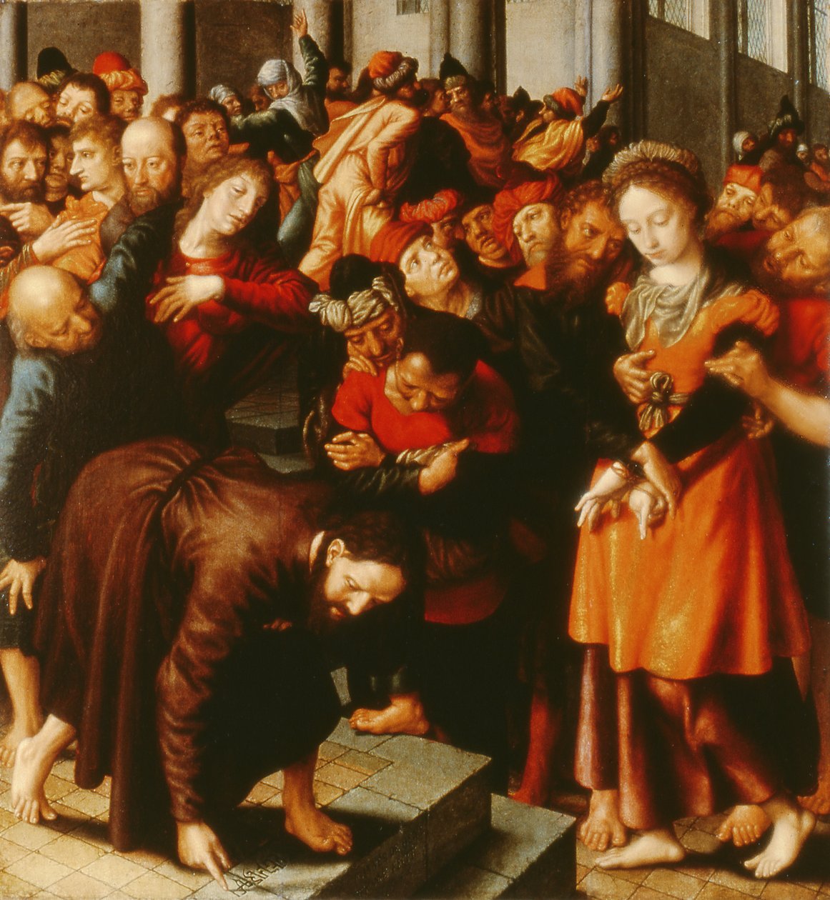 Cristo e a mulher tomados em adultério de Jan Sanders van Hemessen