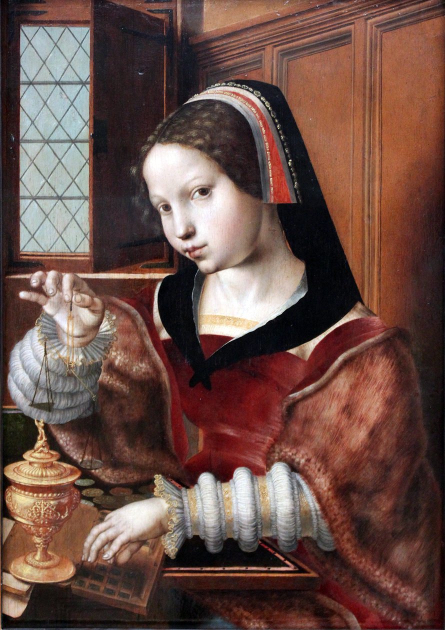 Alemão: Die Goldwägerin Mulher que pesa o ouro
 Título(s) alternativo(s):  
Mulher que segura uma balança de Jan Sanders van Hemessen