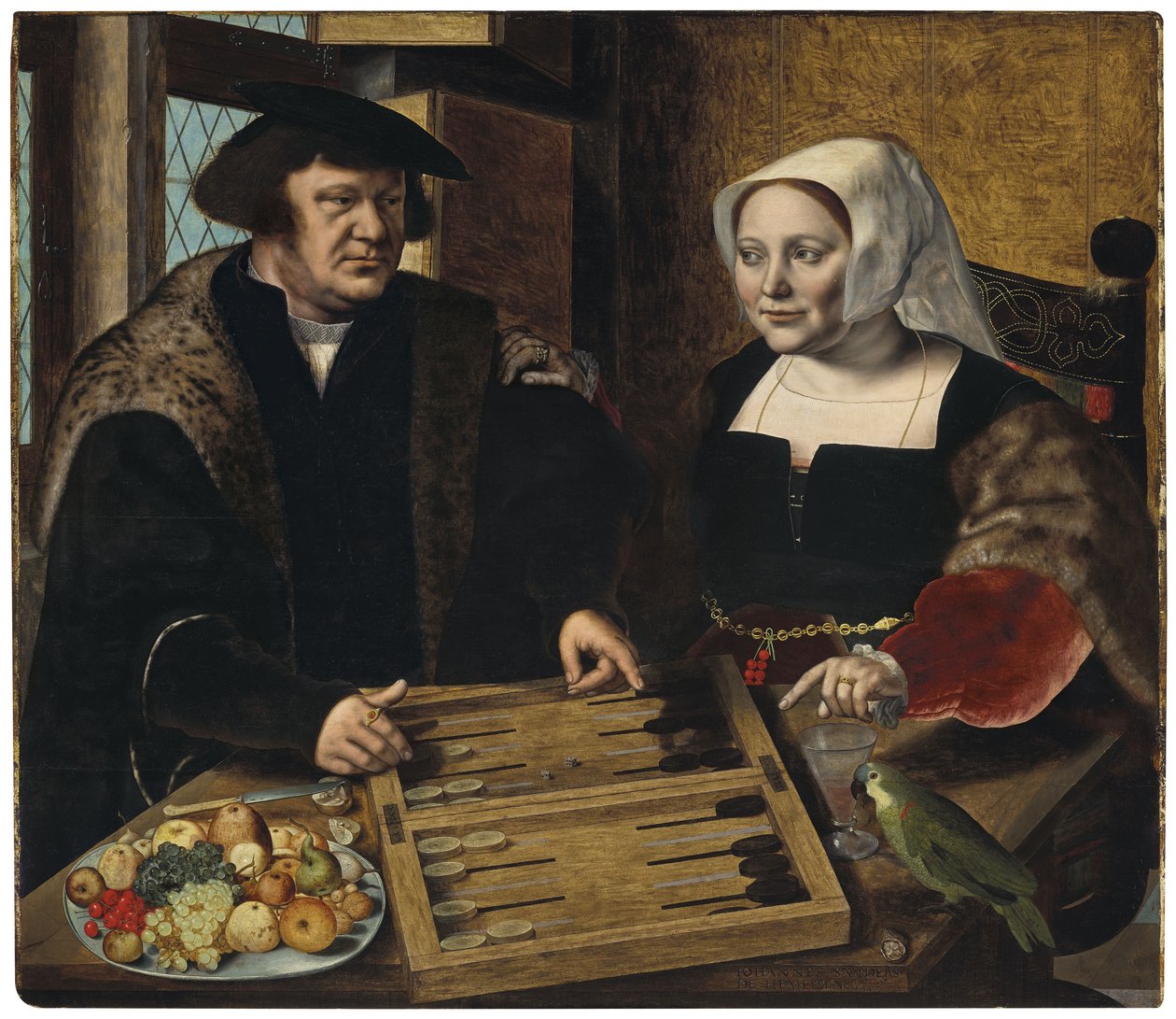 Retrato de um casal a jogar trictrac de Jan Sanders van Hemessen