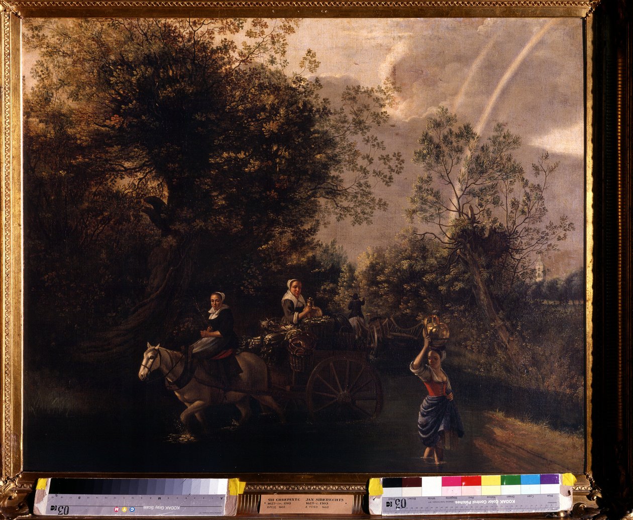 Uma taco (A ford). Pintura de Jan Silberechts (1627-1703). Óleo sobre tela, 94 x 116 cm de Jan Siberechts