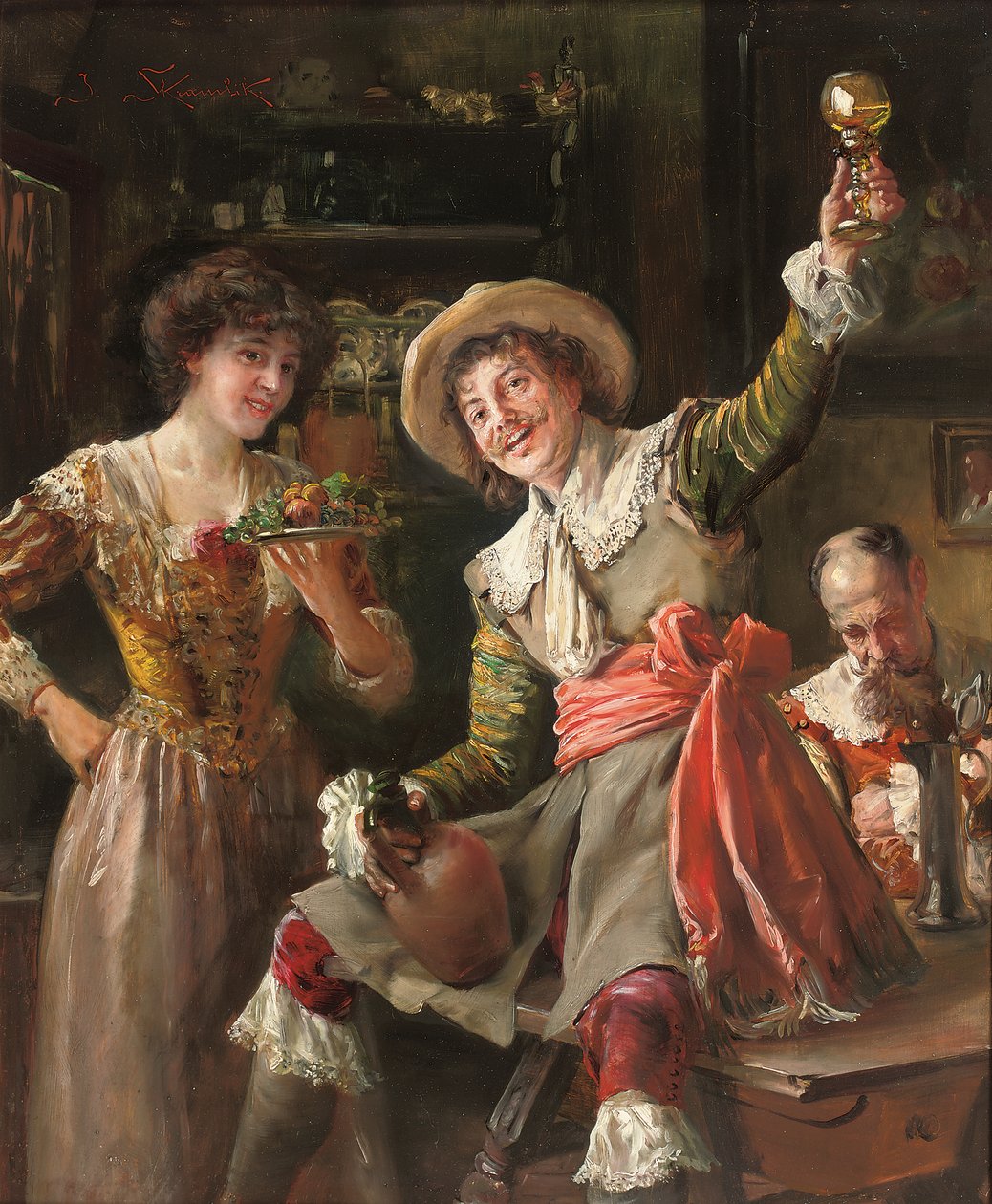 The Toast (óleo no painel) de Jan Skramlik