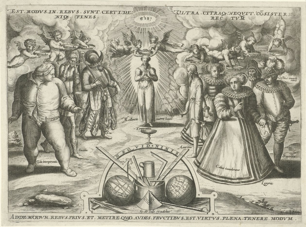 Moderação com pecados personificados
Est modus.in.rebus. sunt. certi.de: (...) (título sobre o objecto) de Jan Snellinck (I) (attributed to)
