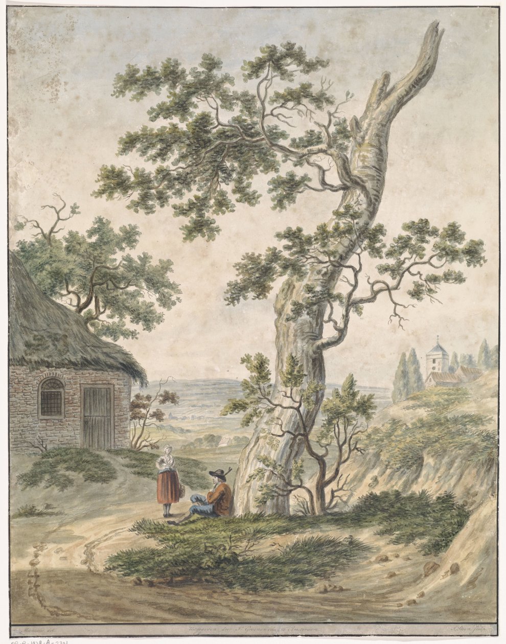 Paisagem com um homem e uma mulher por uma árvore de Jan Steen (van Alkmaar)