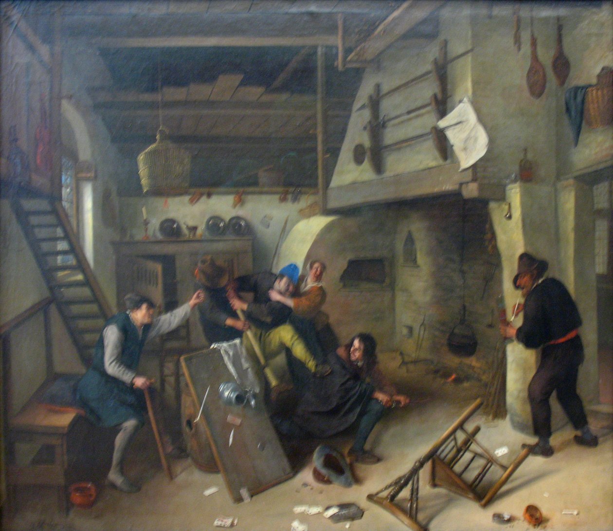 Uma rixa entre jogadores de cartas numa taberna de Jan Steen