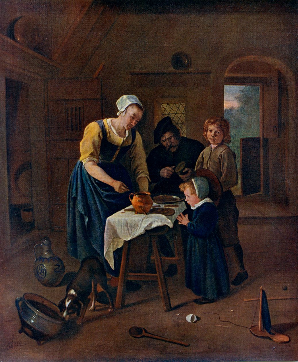 Uma Família Camponesa na Hora da Refeição antes da Carne, c1665, 1912. de Jan Havickszoon Steen