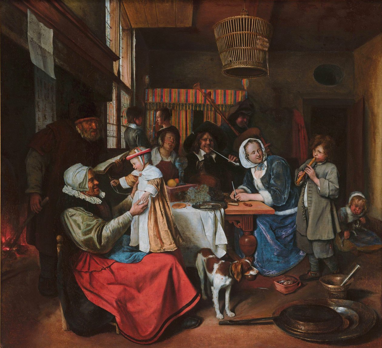 Como cantam os velhos, assim chilreiam os jovens de Jan Steen
