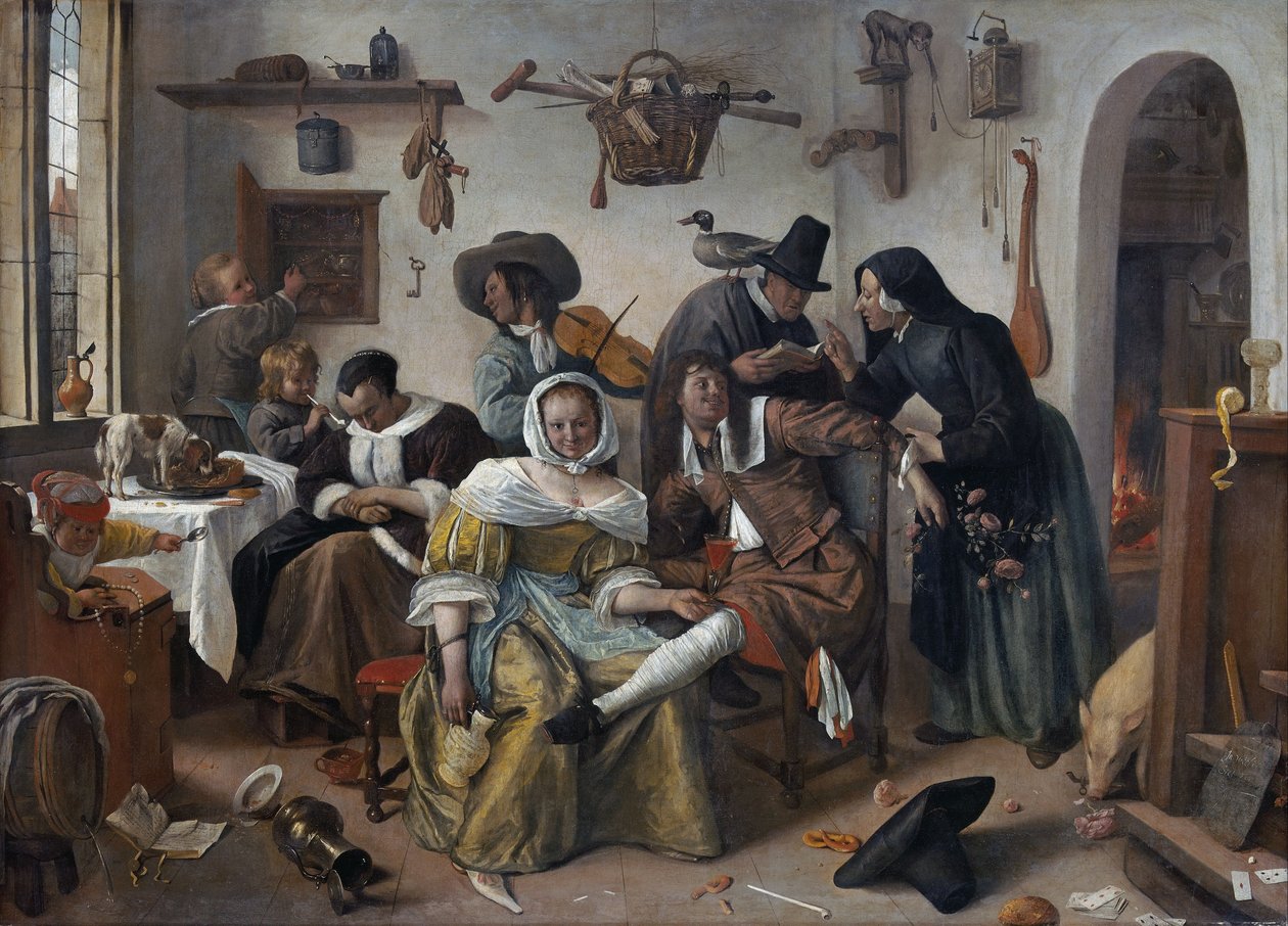 Cuidado com o luxo ("In Weelde Siet Toe") de Jan Steen