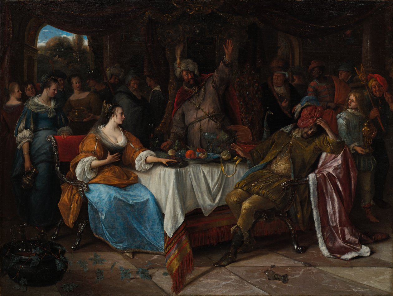 Ester, Assuero e Hamã de Jan Steen