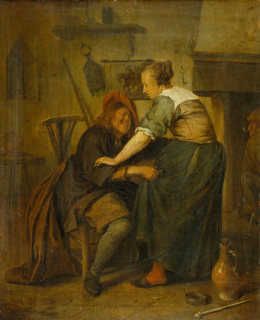 Estalagem com hóspede e criada («O hóspede importuno») de Jan Steen