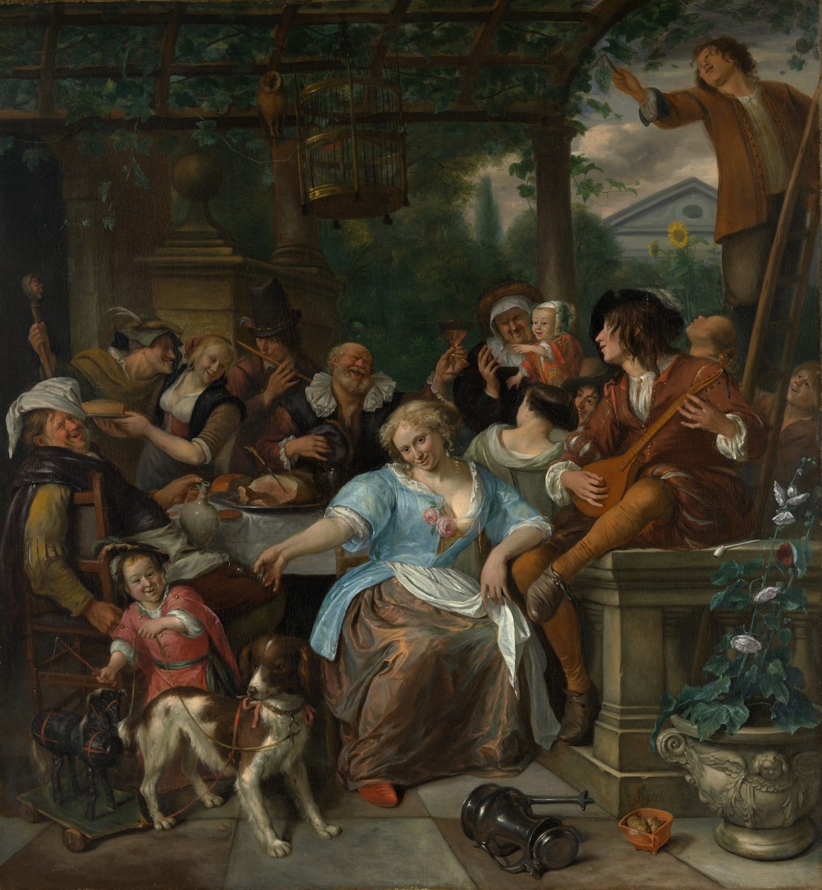 Merry Company em um terraço, ca. 1670 de Jan Havickszoon Steen
