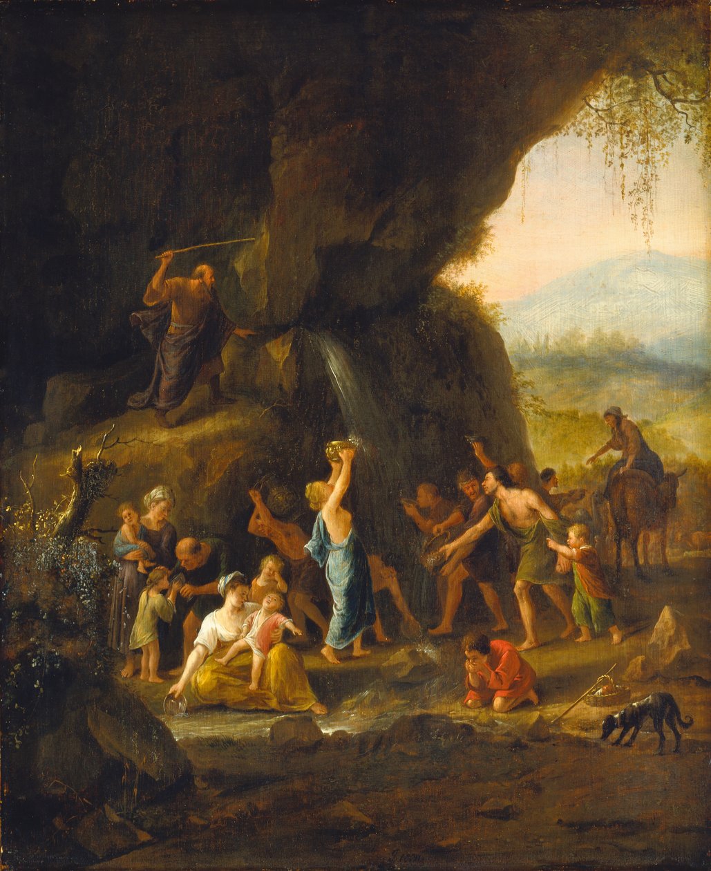 Moisés a ferir a rocha de Jan Steen