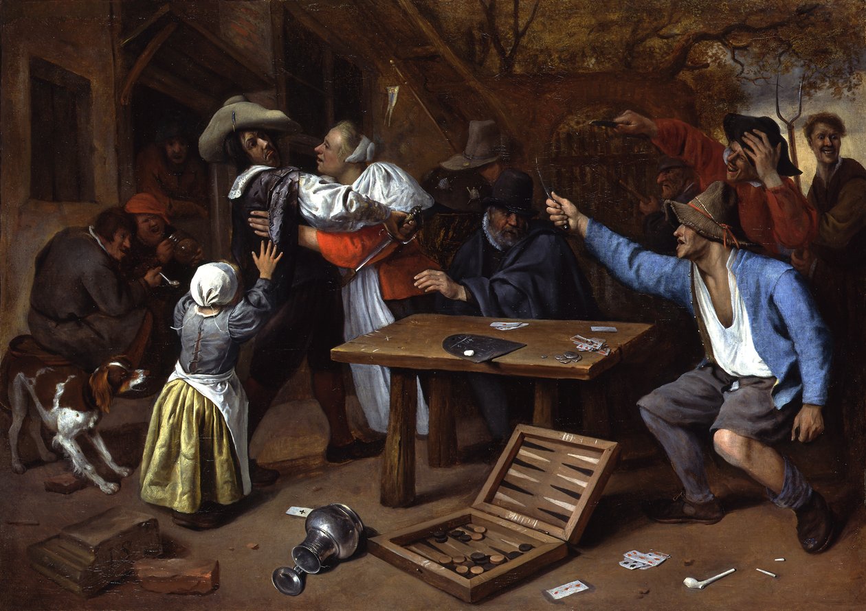 Discussão durante um jogo de cartas de Jan Steen
