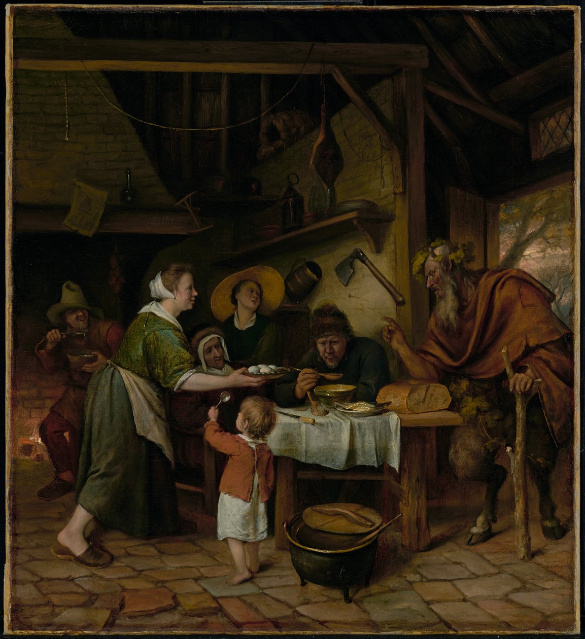 O sátiro e a família camponesa de Jan Steen