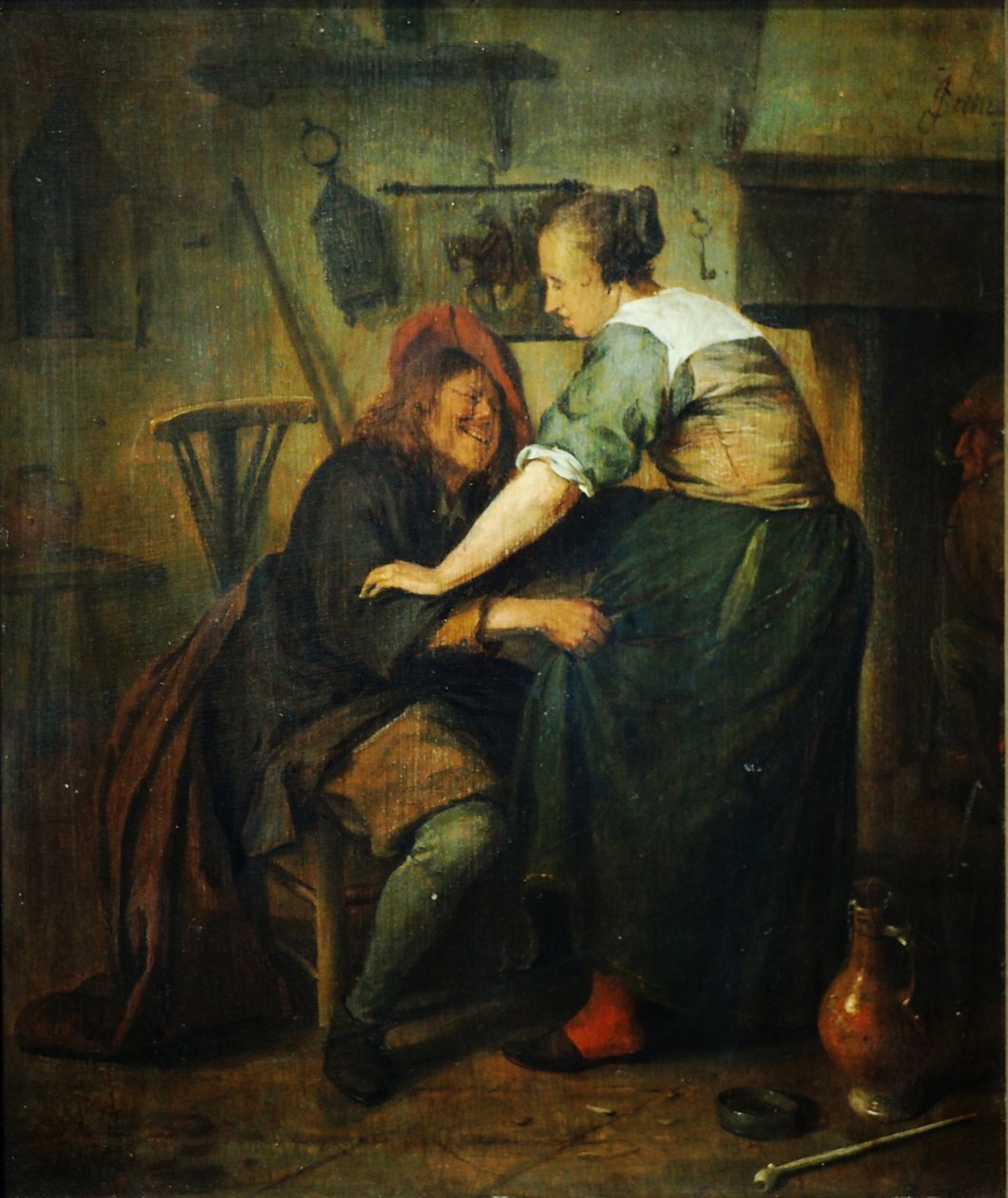 Taberna com hóspede e garçonete de Jan Steen