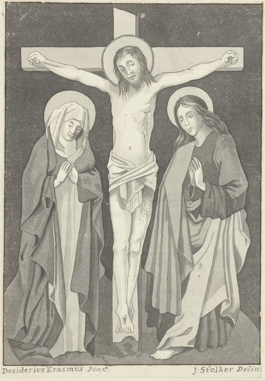 Cristo na cruz com Maria e João de Jan Stolker (signed by artist)