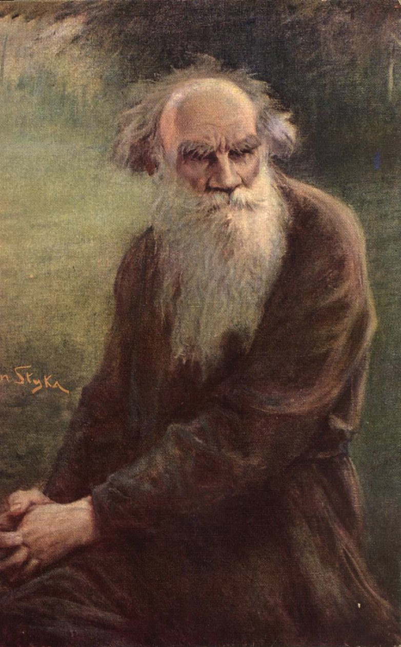 Retrato do autor Leo N. Tolstoy 1828-1910, 1910 de Jan Styka