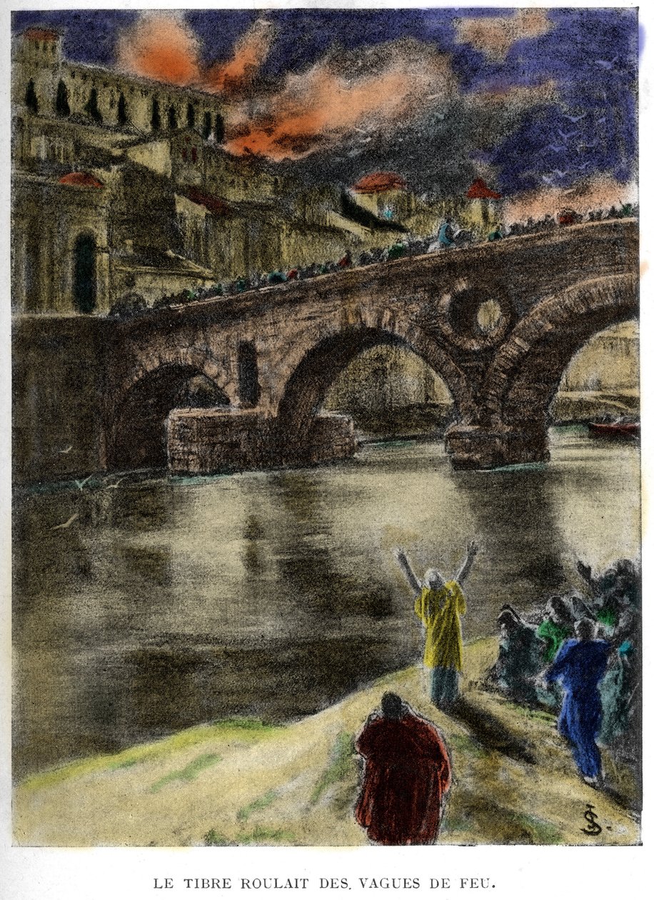 As ondas de fogo enroladas do Tibre (Tevere) de Jan Styka
