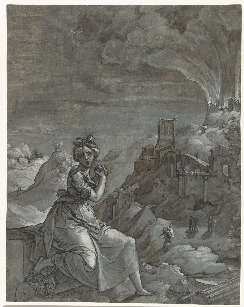 Cassandra lamenta a destruição de Tróia, 1550-55 de Jan Swart Van Groningen