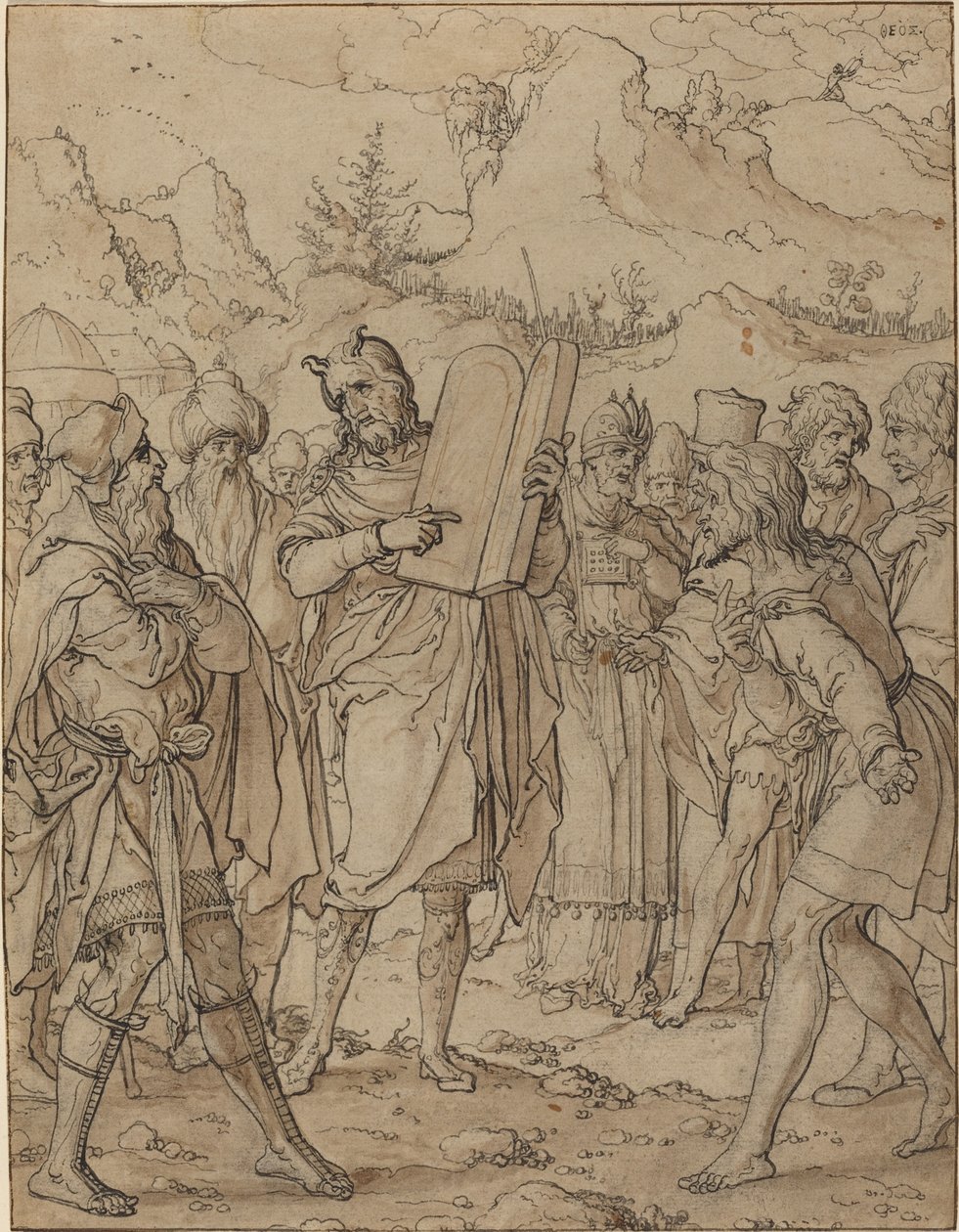 Moisés entregando os mandamentos de Deus aos israelitas de Jan Swart Van Groningen