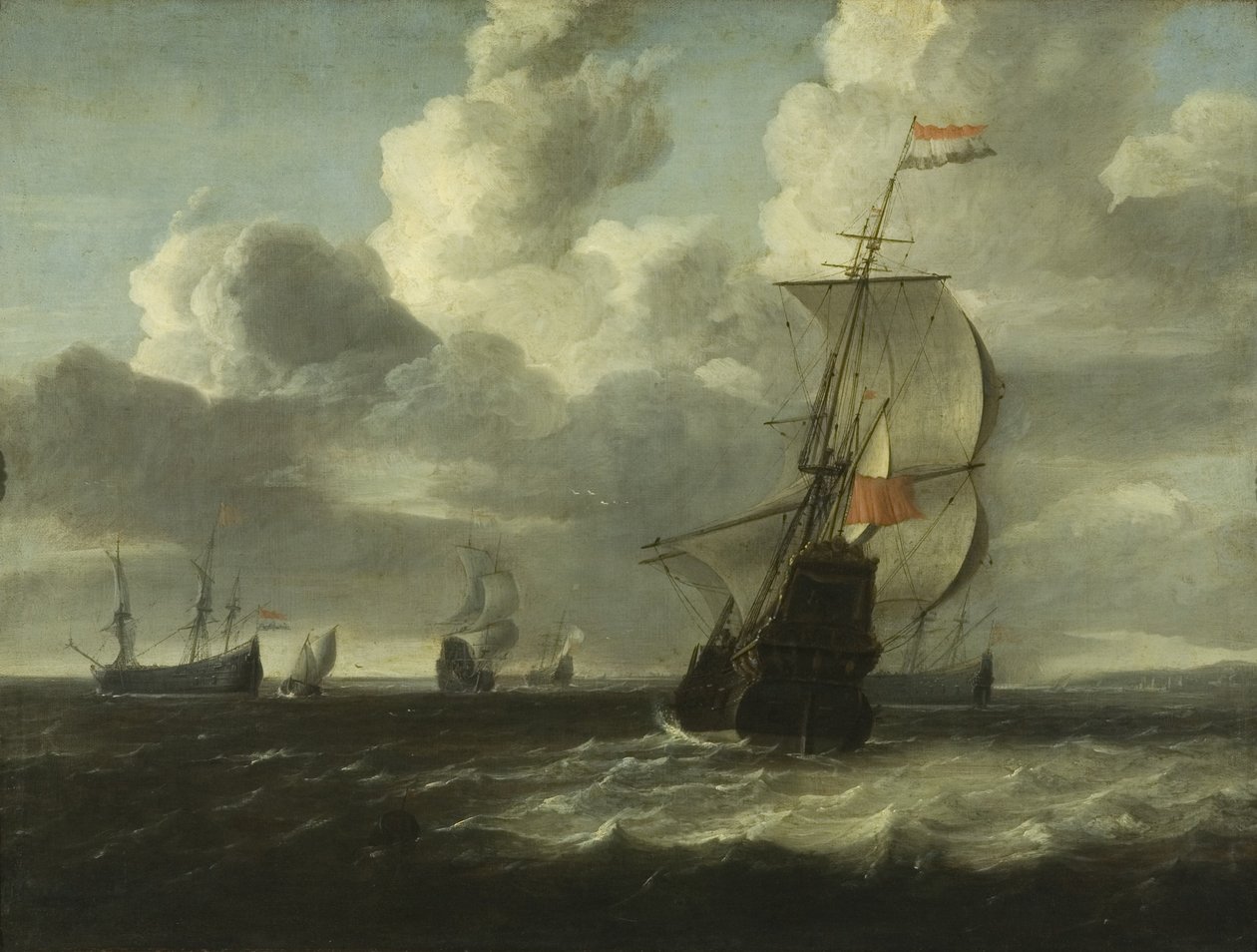Seascape [Man of War Setting Out], c. 1660 (óleo sobre tela) de Jan Theunisz. Blanckerhoff