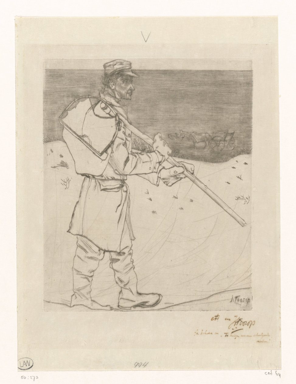 Pescador de conchas com rede na praia perto de Katwijk aan Zee
O pescador de conchas (título original) de Jan Toorop (signed by artist)