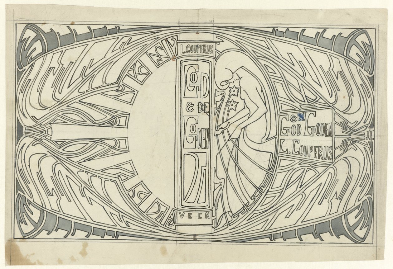Desenho de encadernação para: Louis Couperus, Deus e Deuses, 1903 de Jan Toorop