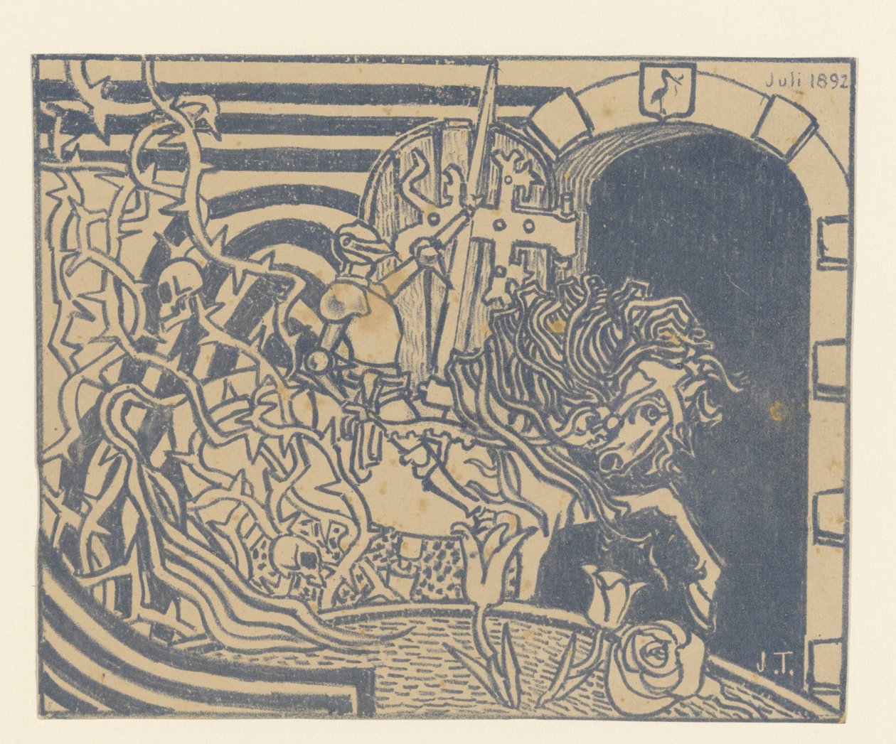 Capa do catálogo com cavaleiro a cavalo de Jan Toorop