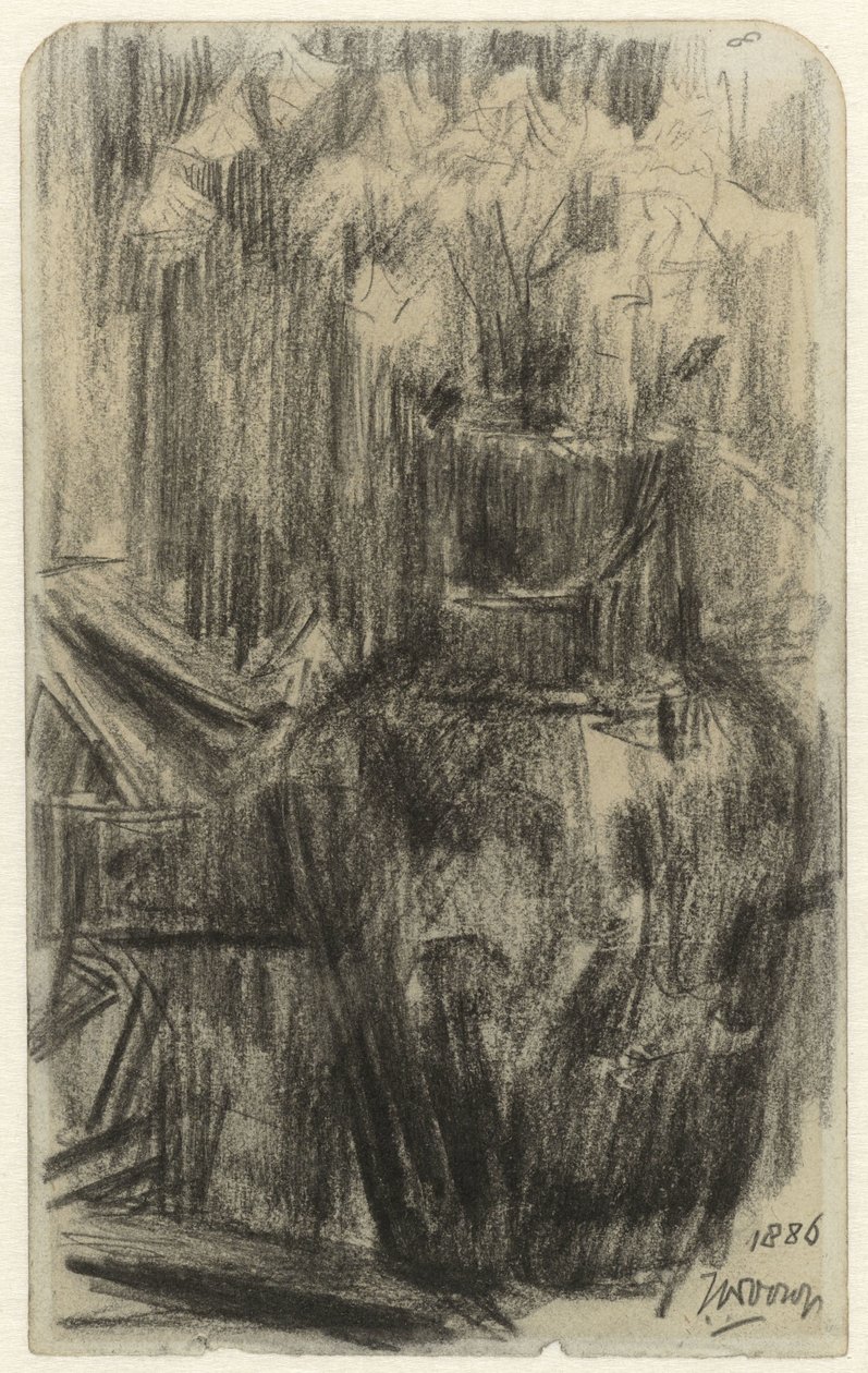 Vaso com flores em um interior de Jan Toorop