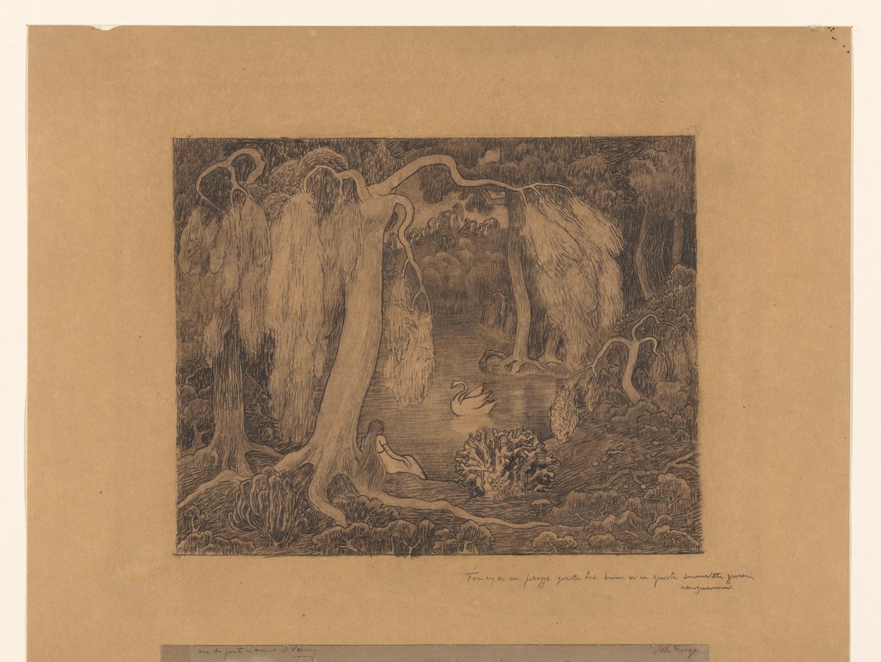 Mulher à beira de um lago de Jan Toorop